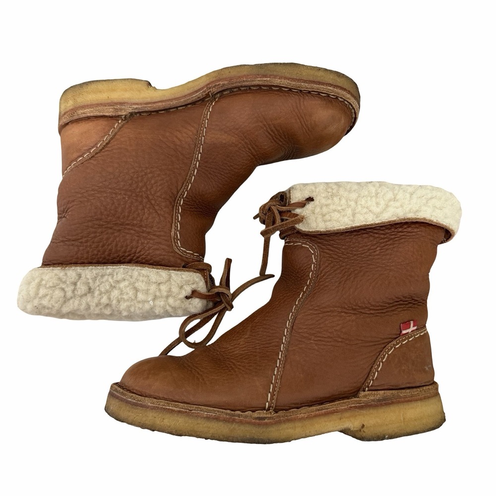 Duckfeet Arhus Shearling Brown Pebbled Leather Boots Womens Size EU 37 US 6.5-7